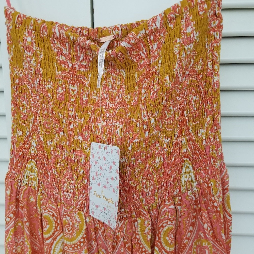 Free People Thinking of You Smocked Jumpsuit XS - Picture 4 of 8